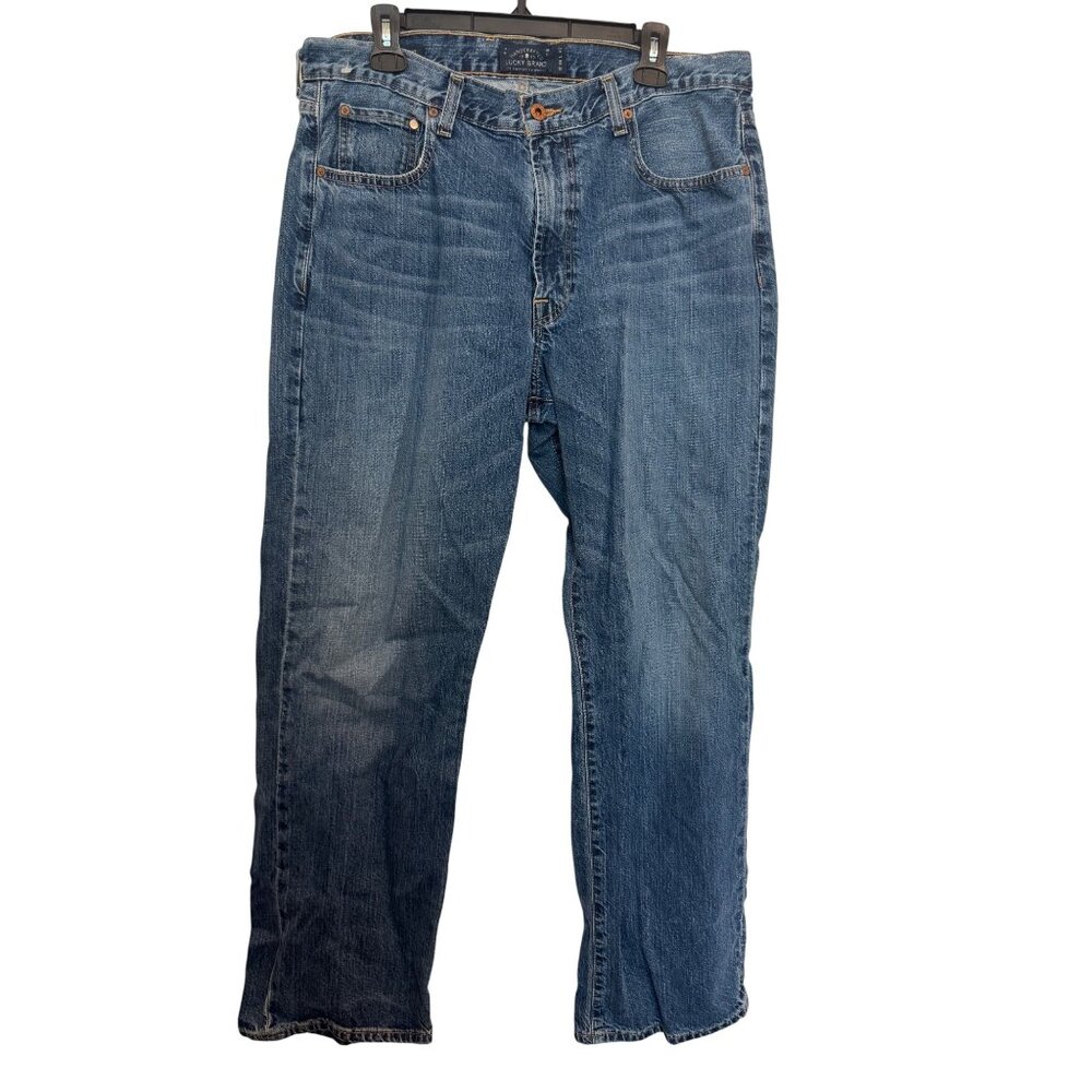 Lucky Brand Mens Denim Straight Jeans 36x32 Medium Wash Cotton Blue